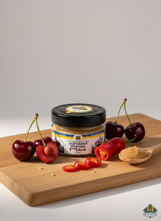 Brave Honey × Peche – Cherry Heat Creamed Honey