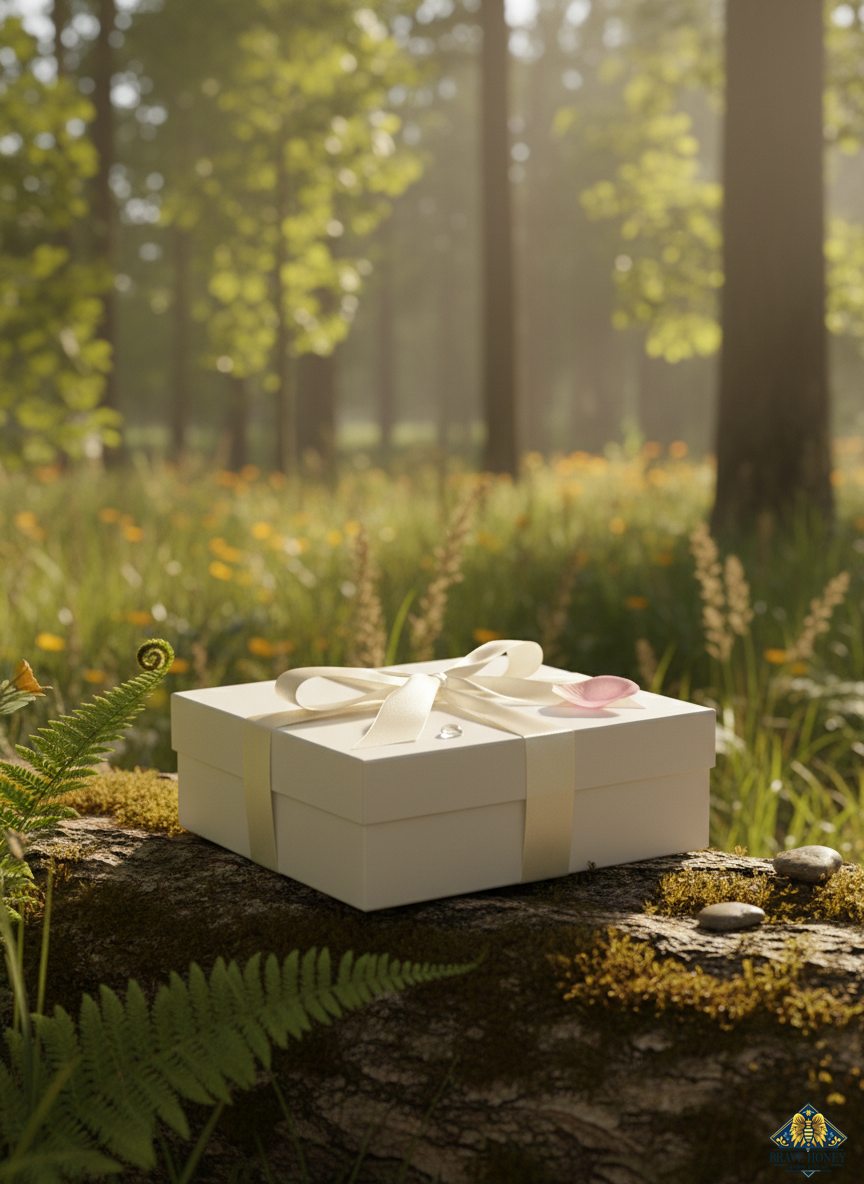 Paper Gift Box with Wooden Shavings Filler