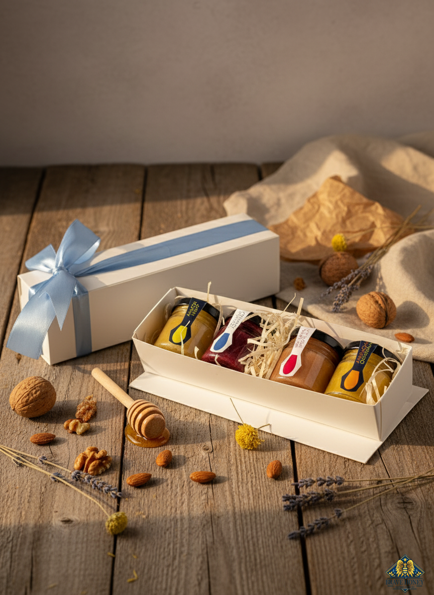 Brave Honey Creamed Honey Gift Set – 4 × 50 g