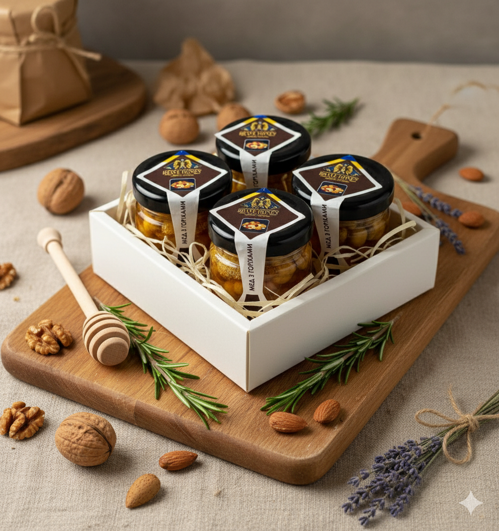 Подарунковий набір горіхи в меду 4х50