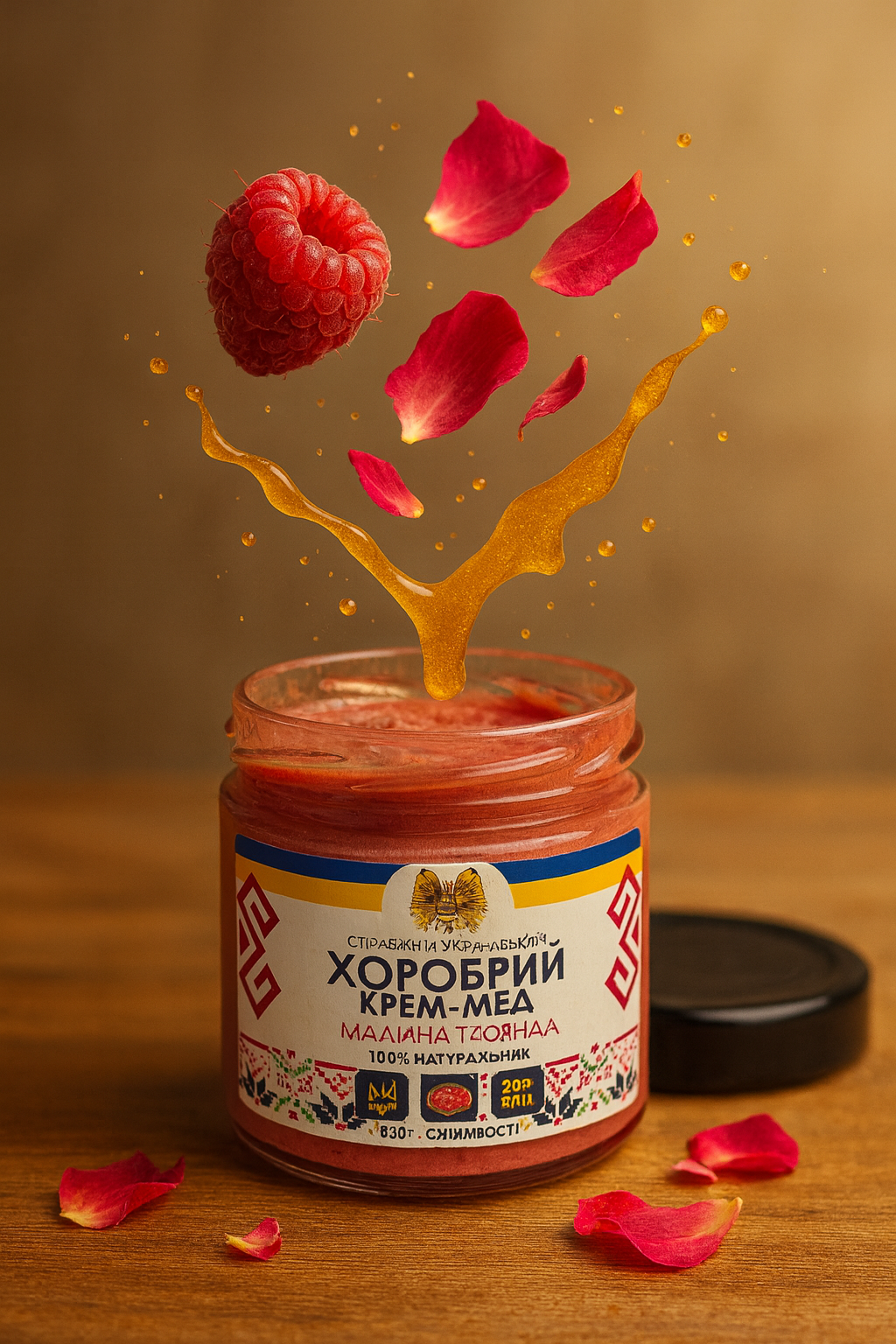 Хоробрий крем-мед Малина-троянда